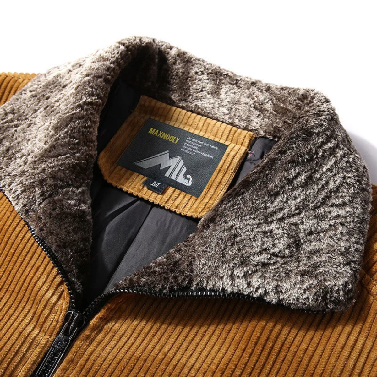 The Manarola Corduroy Thermal Men’s Jacket with Fur Collar