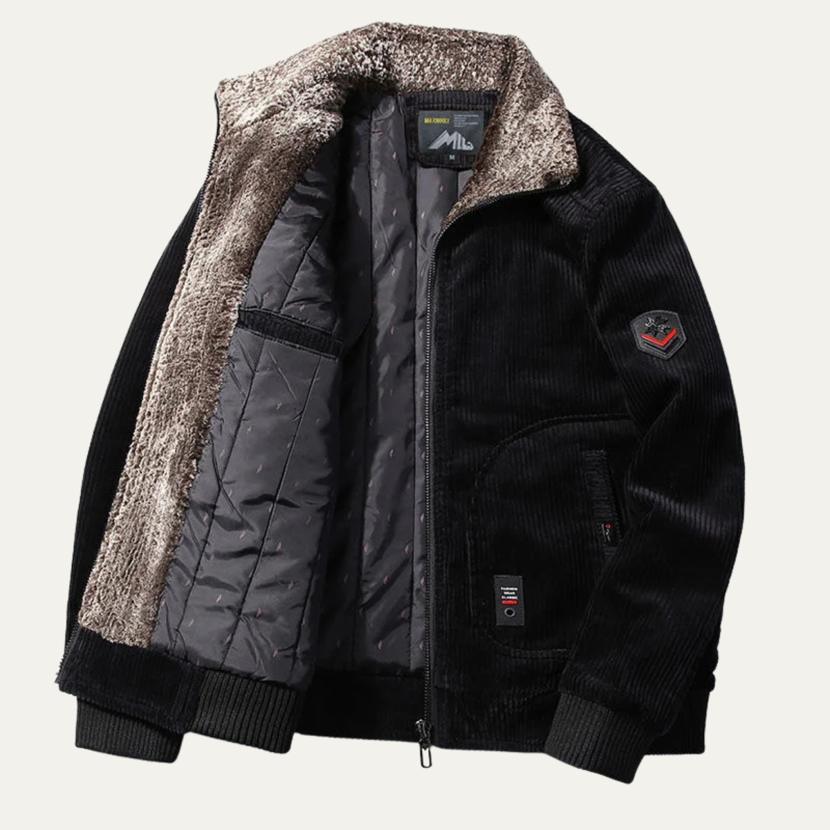 The Manarola Corduroy Thermal Men’s Jacket with Fur Collar