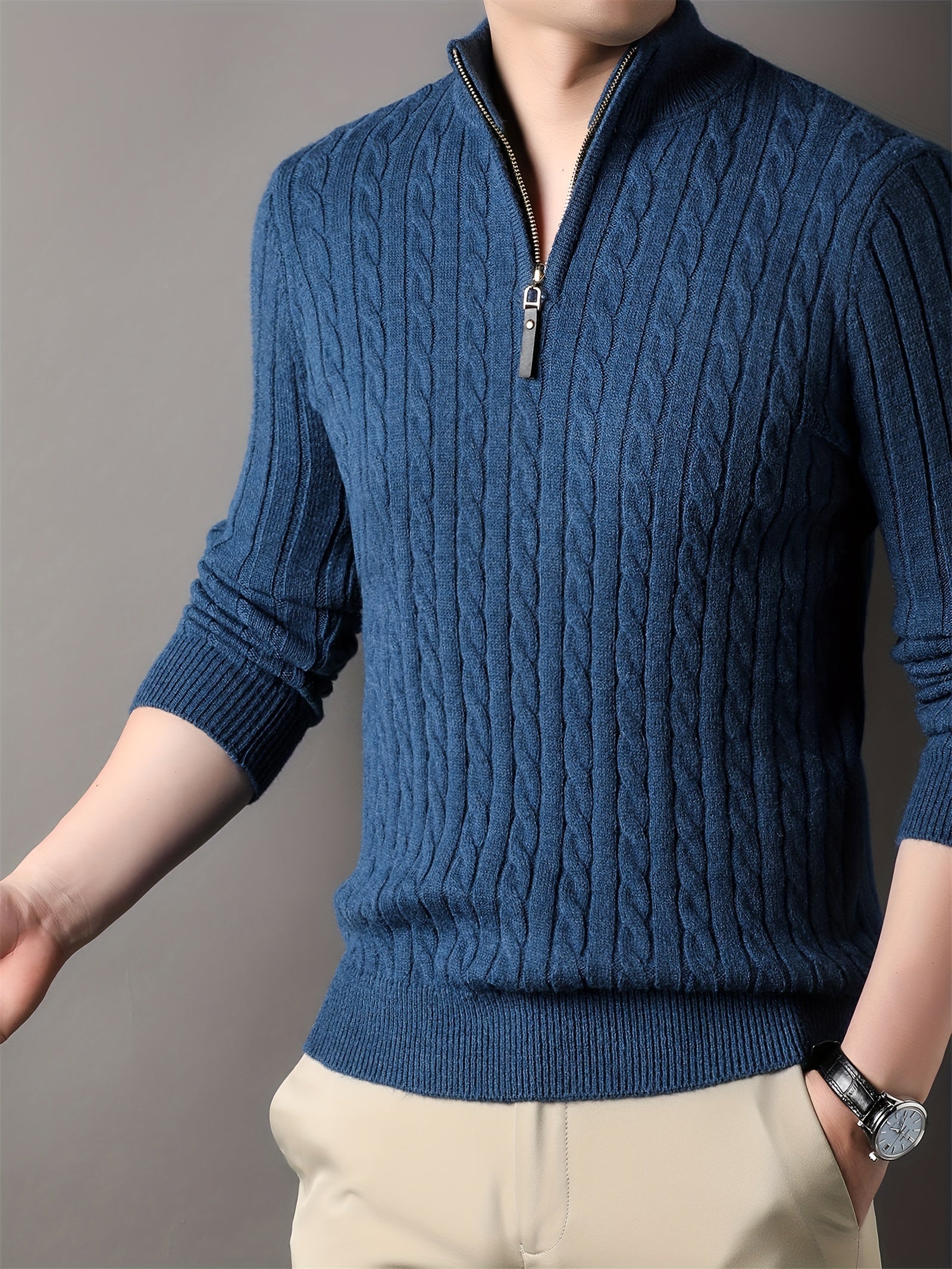 Carlo | Men's Ribbed Half Zip Knit Sweater