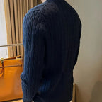 Men’s Navy Blue Cashmere Merino Wool Jumper Knit Sweater