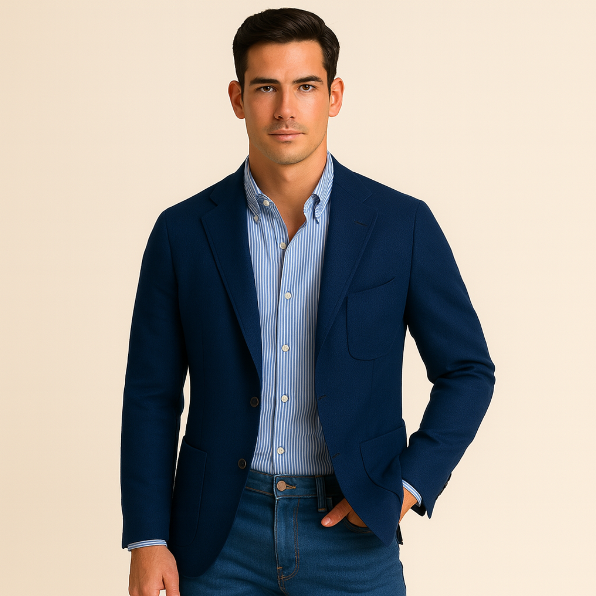 Men’s Smart Blazer with Shirt Set Casual Tailored Outfit