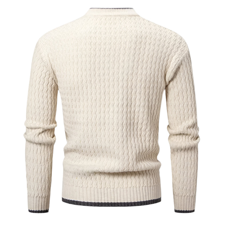 Men’s Wool Blend Textured Knit Crew Neck Jumper Winter Sweater