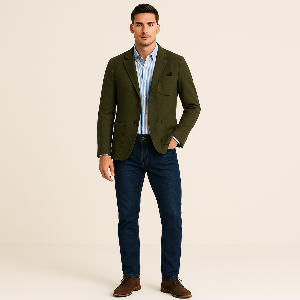 Men’s Smart Blazer with Shirt Set Casual Tailored Outfit