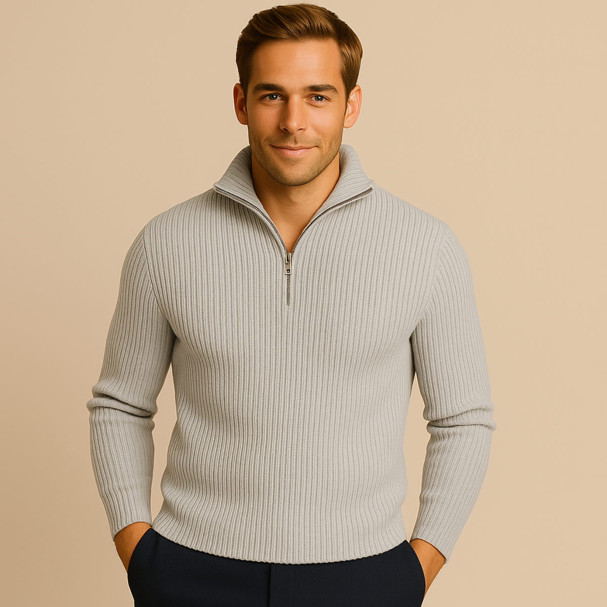 The Merino Knitted Quarter Zip Jumper