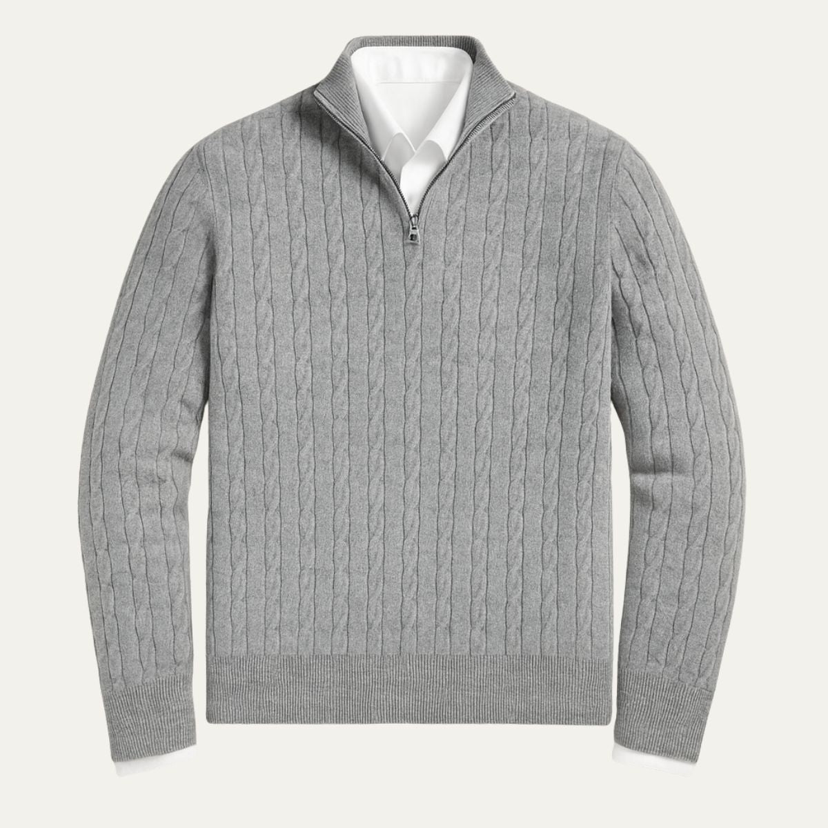 Men’s Cable Knit Quarter Zip Jumper Old Money Winter Sweater