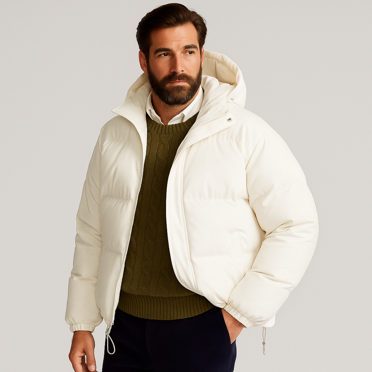 Men’s Hooded Puffer Jacket Winter Warm Quilted Coat