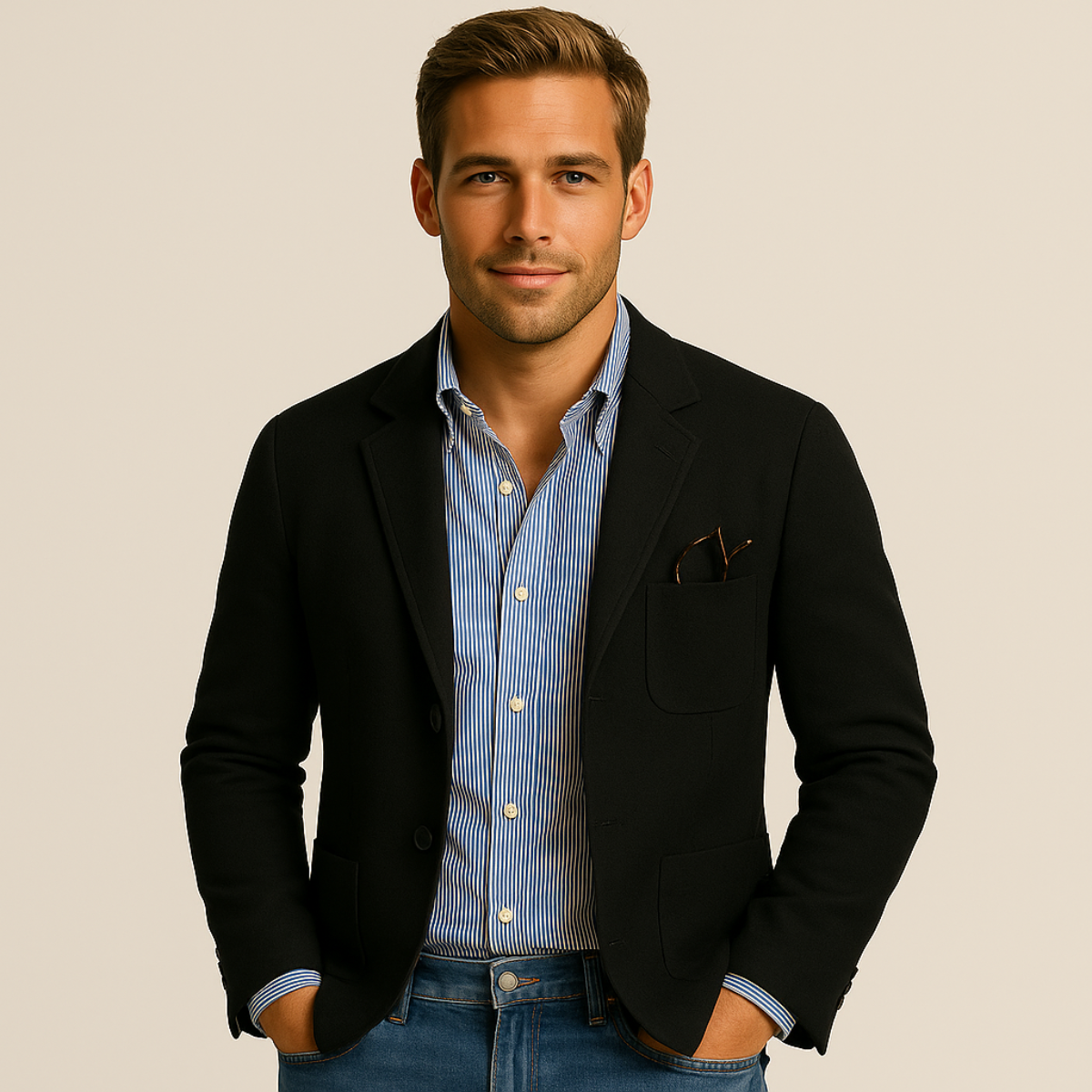 Men’s Smart Blazer with Shirt Set Casual Tailored Outfit