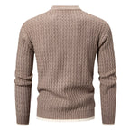 Men’s Wool Blend Textured Knit Crew Neck Jumper Winter Sweater