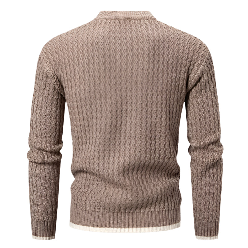 Men’s Wool Blend Textured Knit Crew Neck Jumper Winter Sweater