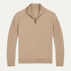 Men’s Cable Knit Quarter Zip Jumper Old Money Winter Sweater