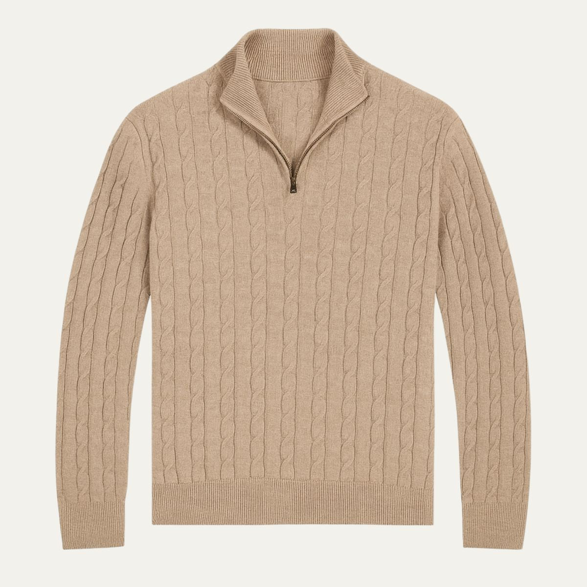 Men’s Cable Knit Quarter Zip Jumper Old Money Winter Sweater