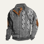 Men’s Wool Blend Cable Knit Half Button Jumper Winter Pullover