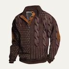 Men’s Wool Blend Cable Knit Half Button Jumper Winter Pullover