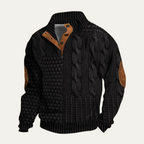 Men’s Wool Blend Cable Knit Half Button Jumper Winter Pullover