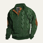 Men’s Wool Blend Cable Knit Half Button Jumper Winter Pullover