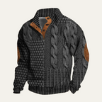 Men’s Wool Blend Cable Knit Half Button Jumper Winter Pullover