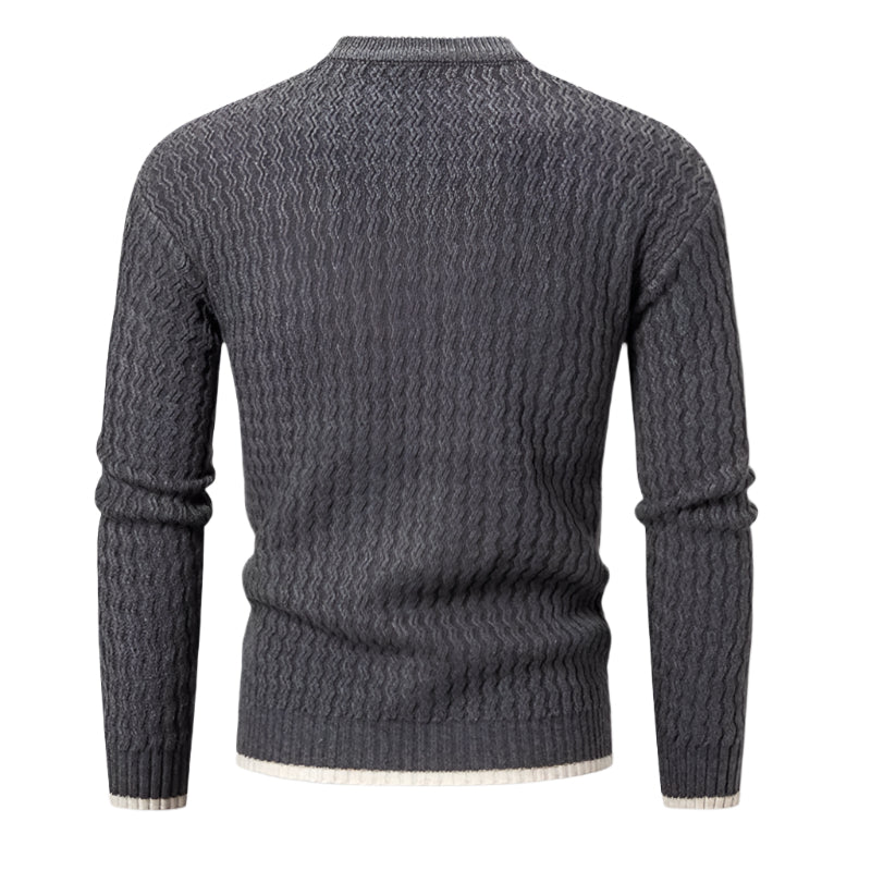 Men’s Wool Blend Textured Knit Crew Neck Jumper Winter Sweater
