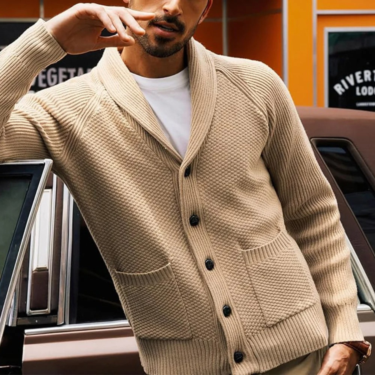 The Pembroke Men's Shawl Collar Button Up Knit Cardigan
