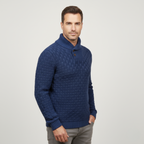 Men’s Thick Winter Knit Jumper Button Neck High Collar Sweater
