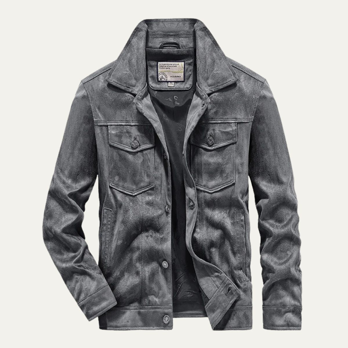 Men’s Suede Look Jacket Button Up Casual Lightweight Coat