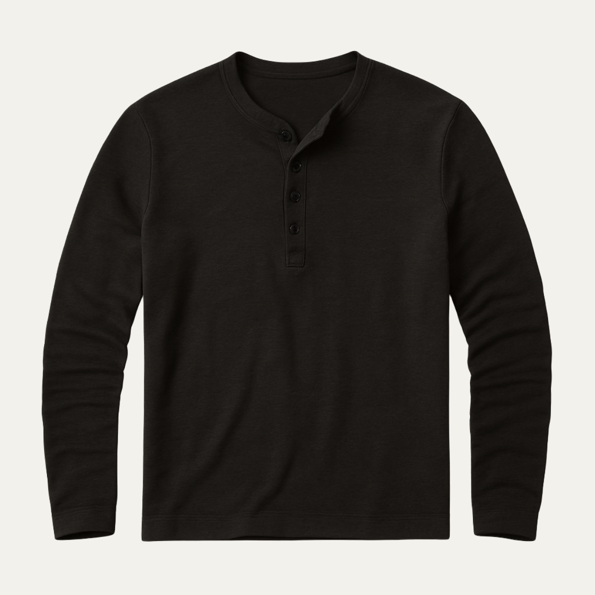 Men’s Long Sleeve Base Layer Shirt Classic Cotton Henley Design