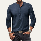 Men’s Long Sleeve Base Layer Shirt Classic Cotton Henley Design