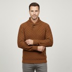 Men’s Thick Winter Knit Jumper Button Neck High Collar Sweater