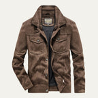 Men’s Suede Look Jacket Button Up Casual Lightweight Coat
