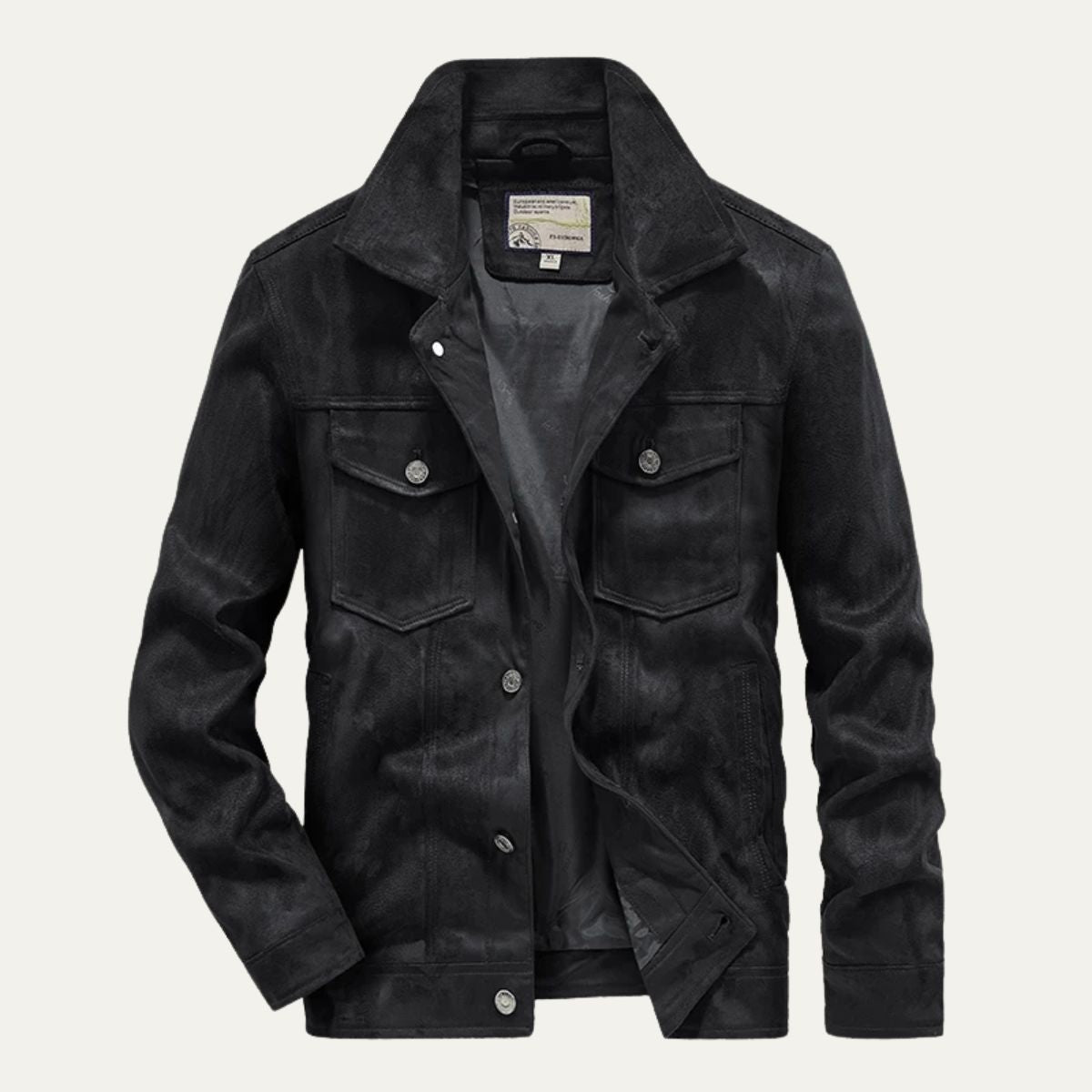 Men’s Suede Look Jacket Button Up Casual Lightweight Coat