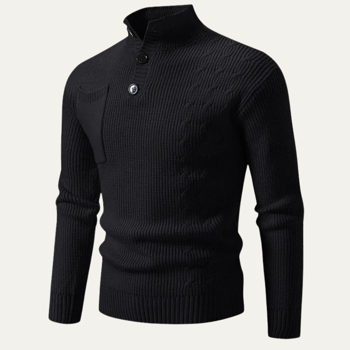 The Alberobello Winter Stand Collar Men’s Knitted Jumper with Buttons