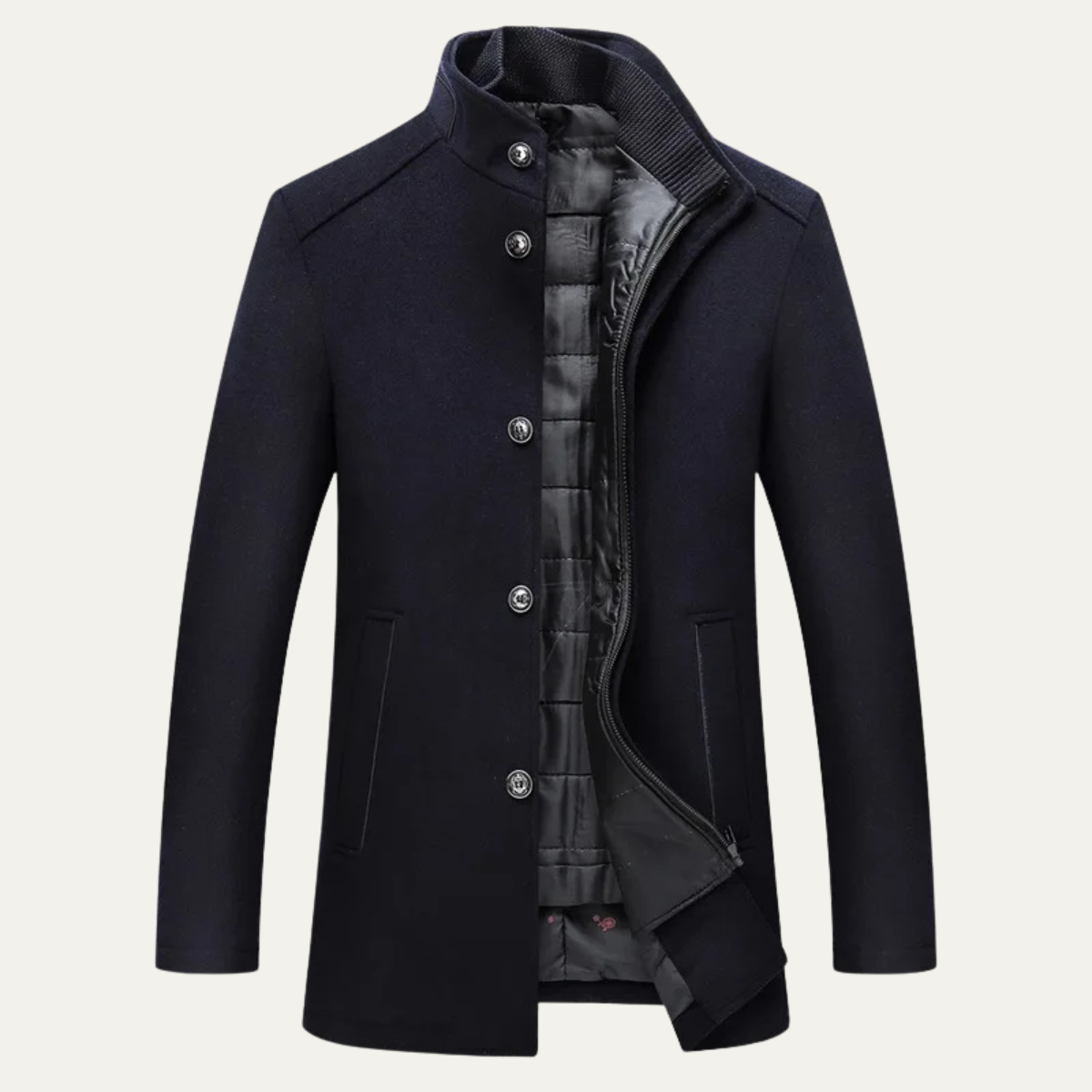 The Aldeburgh Men's Wool Coat with Blend Button Up and Warm Lining