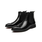 Men’s Black Leather Chelsea Boots Premium Red Sole Accent Design