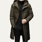 The Woking Men’s Thermal Longline Black Puffer Coat with Hood