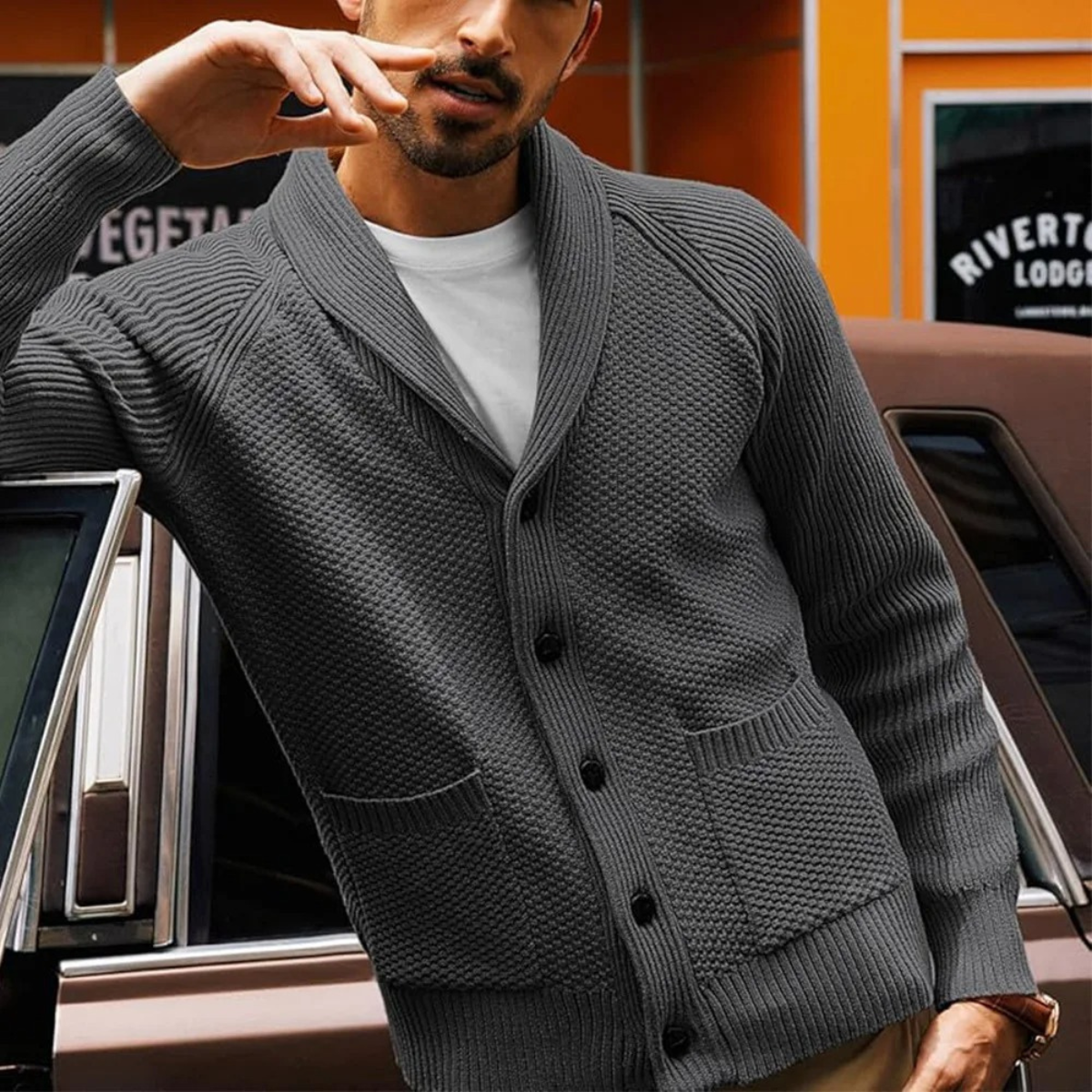 The Pembroke Men's Shawl Collar Button Up Knit Cardigan