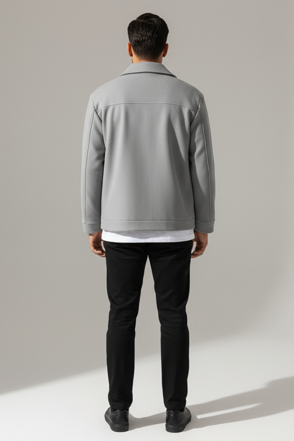 Men’s Grey Winter Soft Knit Button-Up Overshirt Jacket
