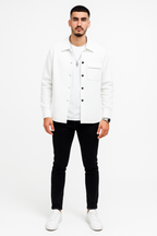 Men’s Winter Textured Button-Up Overshirt Jacket Shacket Style