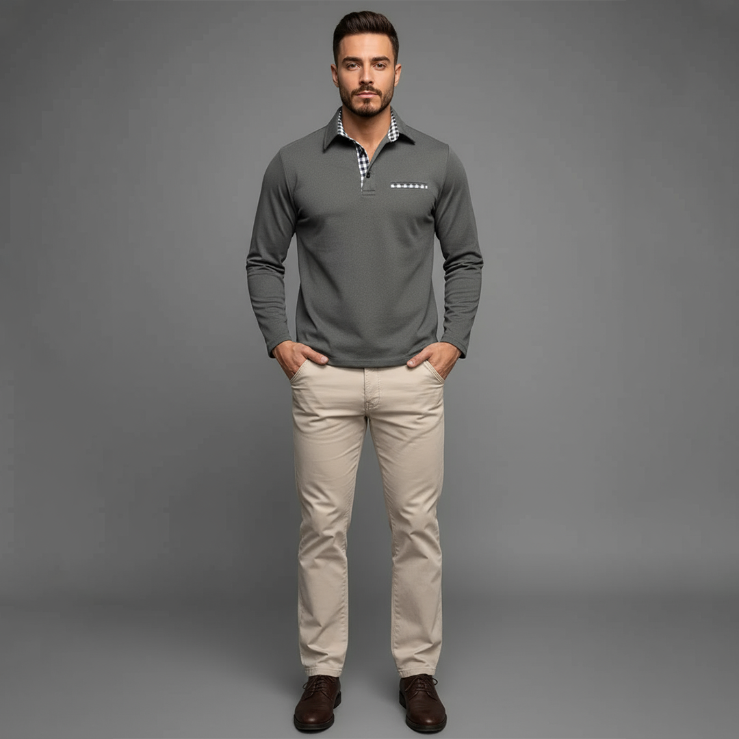 Ethan | Men's Long Sleeve Winter Polo Shirt