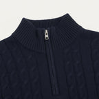 Men’s Cable Knit Quarter Zip Jumper Old Money Winter Sweater