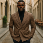 Men’s Elegant Double Breasted Blazer Classic Winter Tailored Jacket