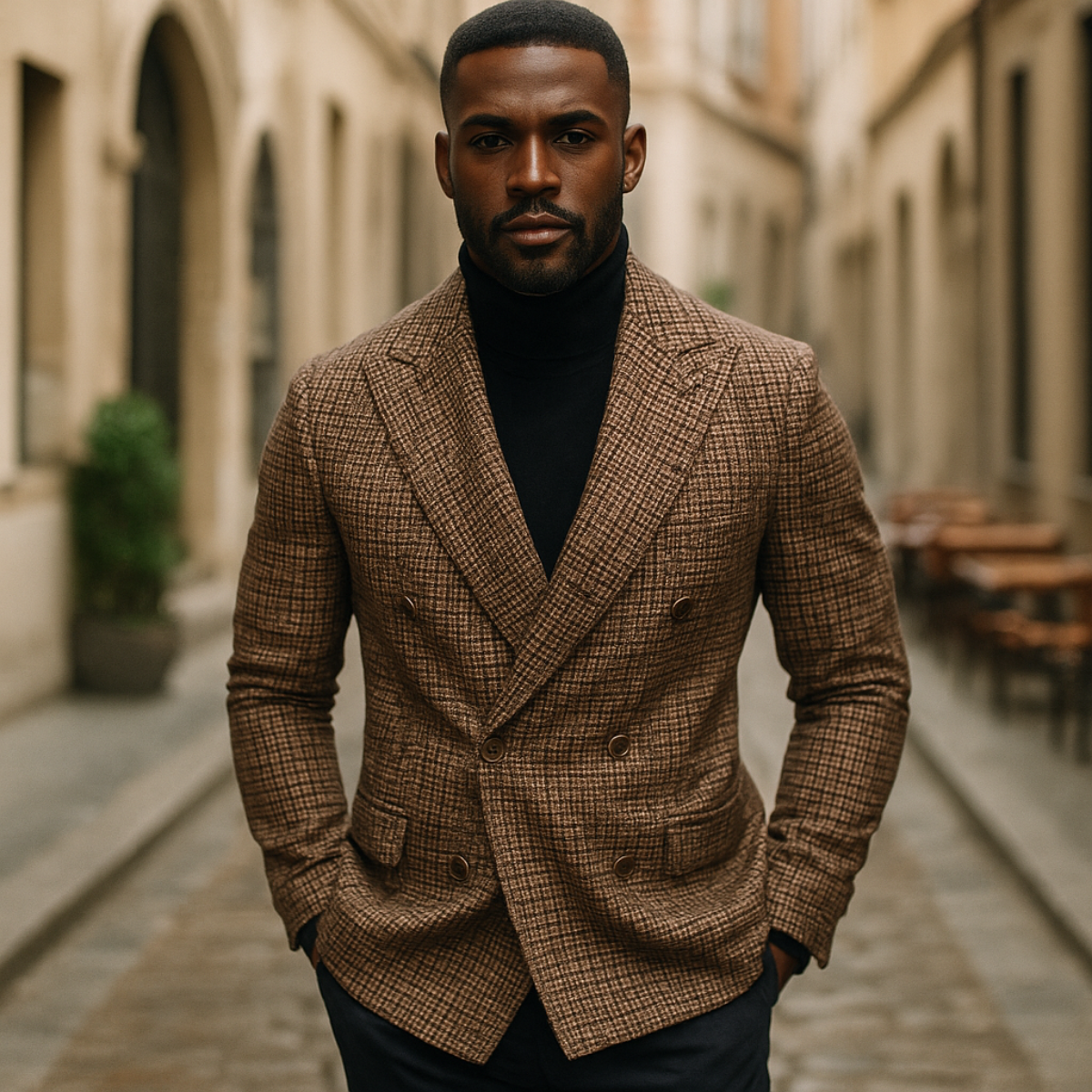 Men’s Elegant Double Breasted Blazer Classic Winter Tailored Jacket