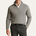 Men’s Cable Knit Quarter Zip Jumper Old Money Winter Sweater