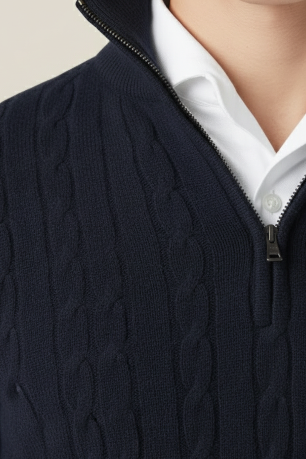 Men’s Textured Knit Half Zip Jumper Smart Casual Winter Layer