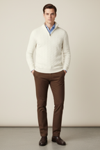 Men’s Textured Knit Half Zip Jumper Smart Casual Winter Layer