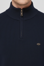 Men’s Half Zip Ribbed Jumper Winter Knitted Mock Neck Pullover