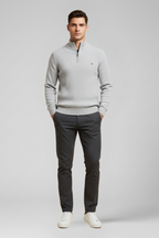 Men’s Half Zip Ribbed Jumper Winter Knitted Mock Neck Pullover