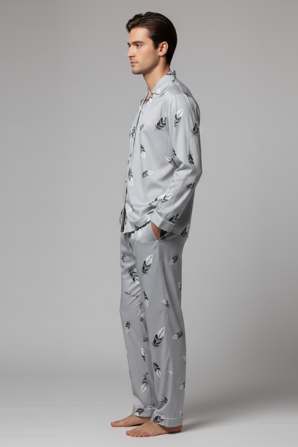 Men’s Cotton Blend Long Sleeve Sleepwear Set