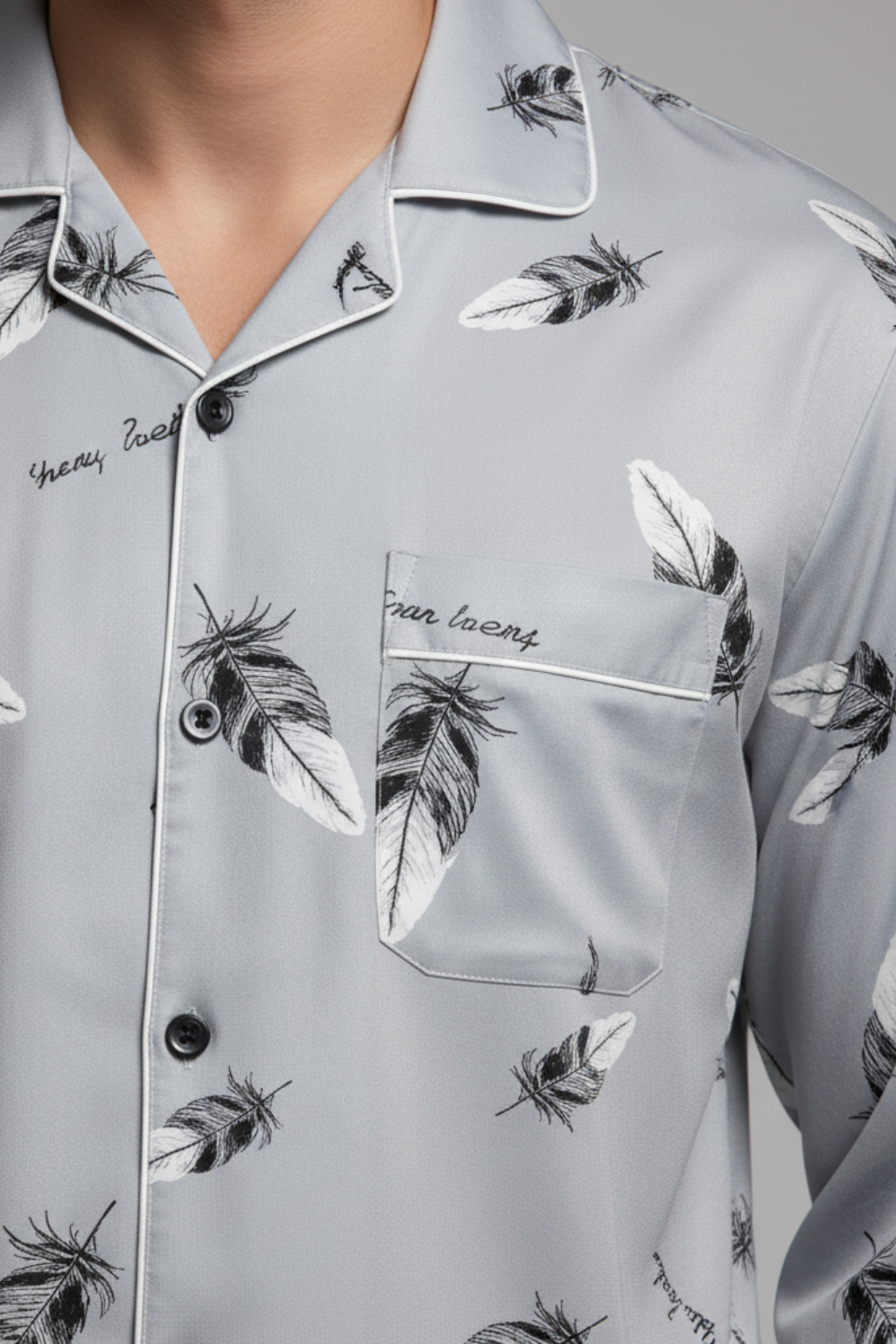 Men’s Cotton Blend Long Sleeve Sleepwear Set