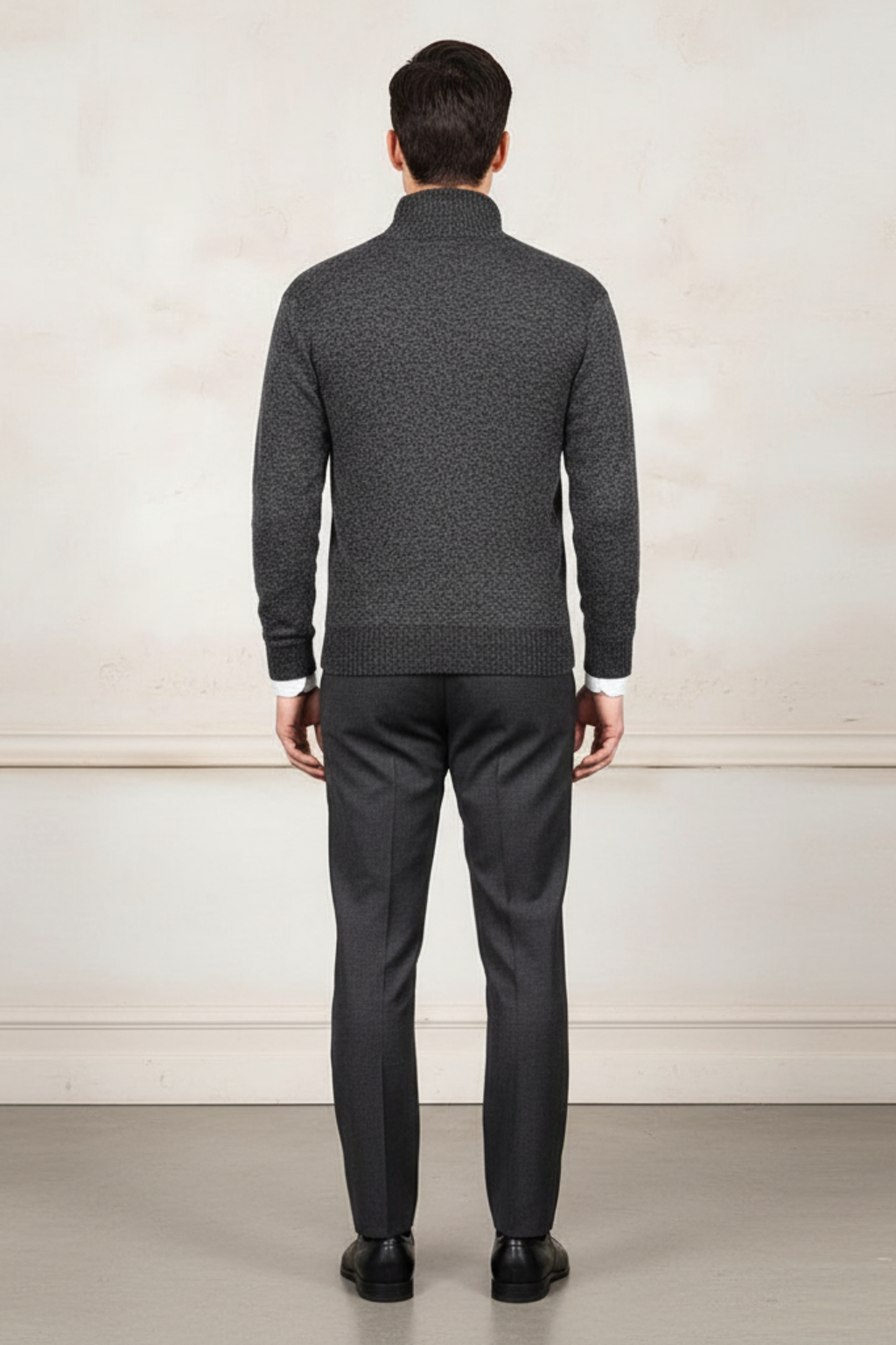 Men's Winter Knitted Zip Up Cardigan Smart Full Zip Jumper