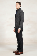 Men's Winter Knitted Zip Up Cardigan Smart Full Zip Jumper