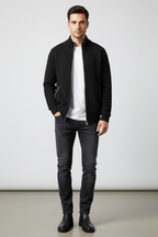 Men's Winter Knitted Zip Up Cardigan Smart Full Zip Jumper